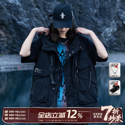 美式连帽马甲机能风工装战术背心