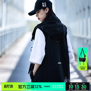 外套背心 口袋马夹工装 AOGZ国潮牌连帽马甲男女春秋新款 机能风薄款
