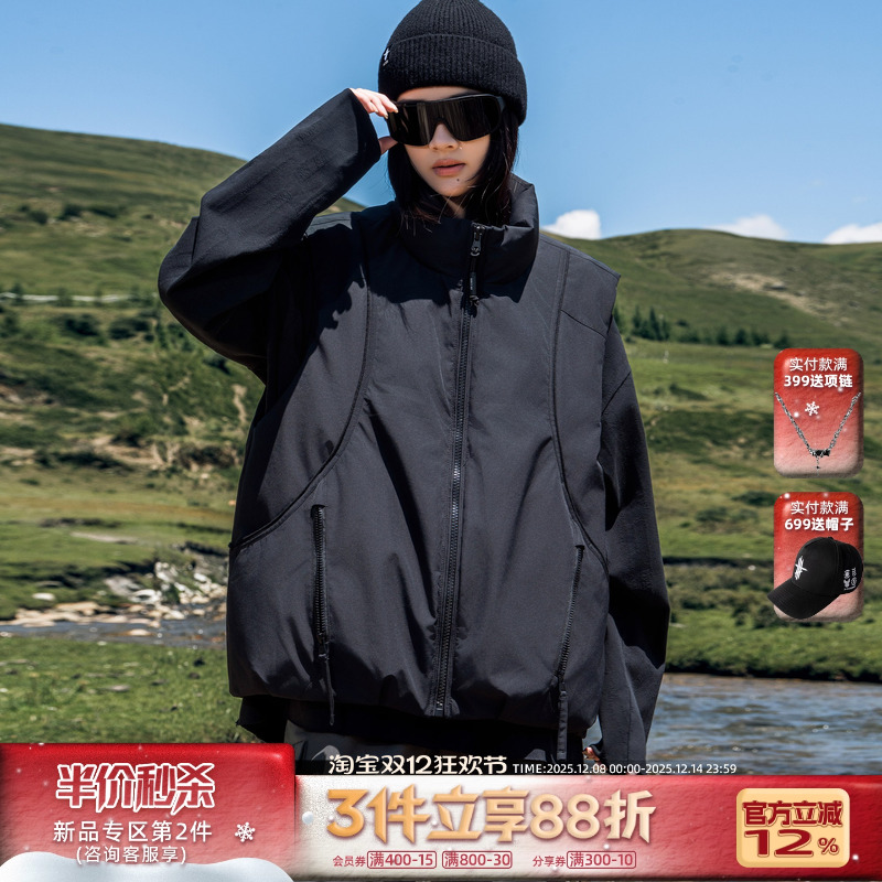 AOGZ羽绒马甲2025新款男女冬季无袖坎肩户外潮牌美式情侣立领外套