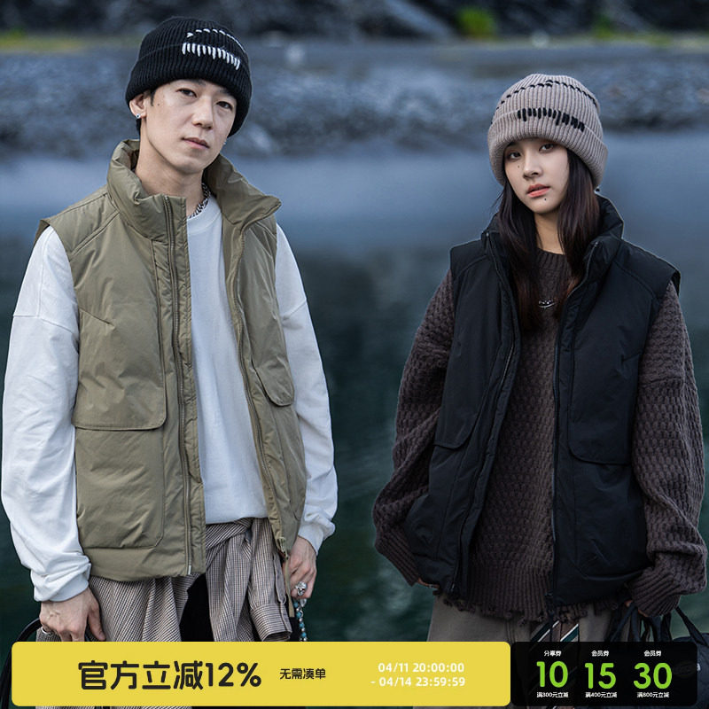 AOGZ工装羽绒马甲男女同款秋冬季抗寒显瘦宽松潮牌外穿坎肩羽绒服