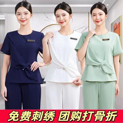 夏季新款短袖美容师工作服套装女