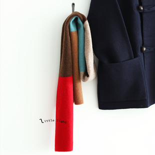 英伦风手工感拼色围巾100%强缩羊毛柔软亲肤保暖秋冬搭配神器