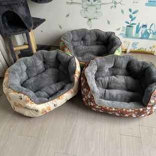 猫窝加厚加高深睡狗窝泰迪小型毛绒羊羔绒柯基法斗牛巴哥