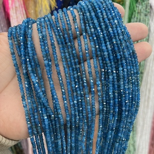 天然蓝磷灰扁珠算盘切面2*3mm散珠配珠隔珠一条38厘米长手工串珠