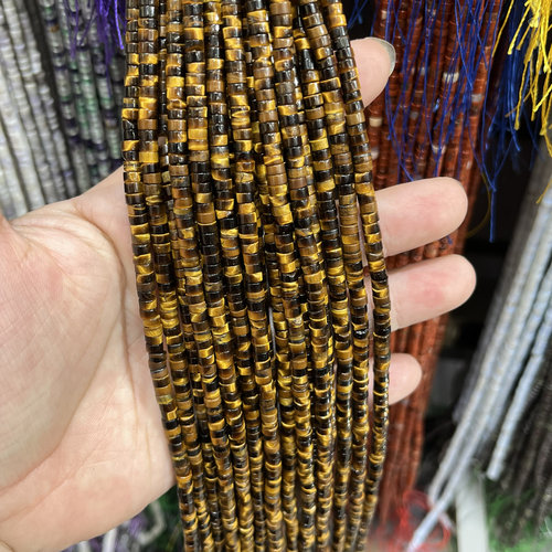 4*2mm天然金虎直切隔珠黄虎眼石隔珠配珠半成品38厘米长Diy手工串