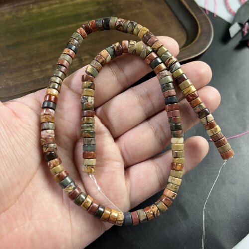 天然毕加索石6*3mm直切散珠车轮珠半成品38厘米长配珠手链项链