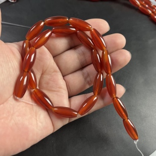 巴西油润A级天然红玛瑙米珠小勒子约8*20mm散珠半成品Diy项链手链