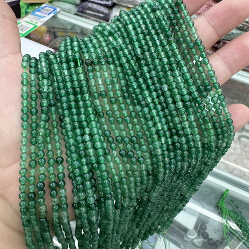 3Mm天然绿玛瑙好品质圆珠散珠半成品锁骨链手链Diy串珠36厘米长