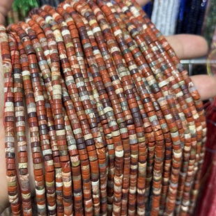 4*2mm直切鸡血石散珠半成品Diy项链手链配珠38cm