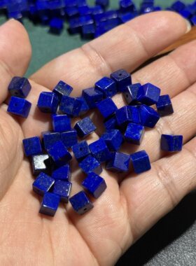约6mm天然阿富汗青金石方糖无加色品质好/10颗打包Diy项链手链配