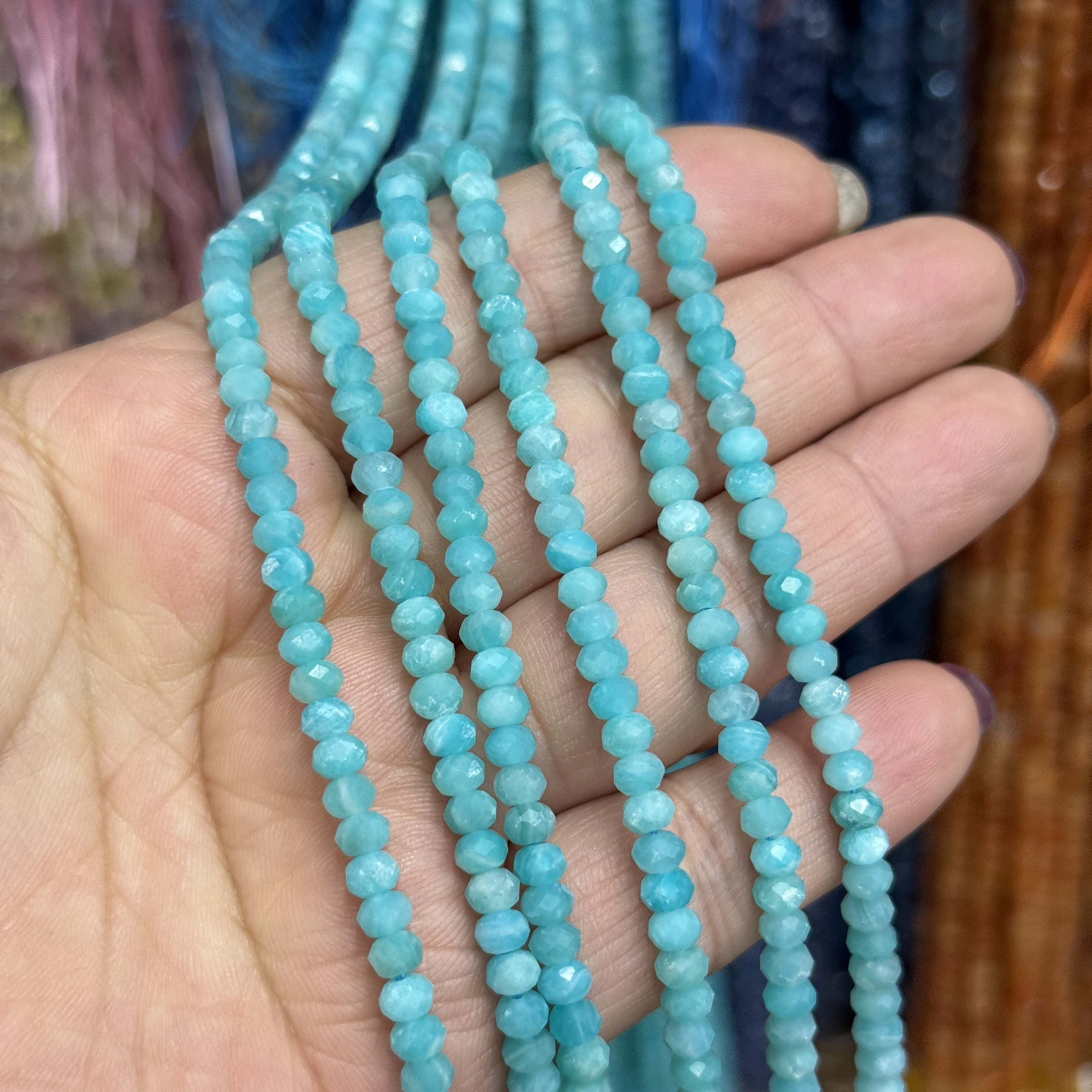 3*4mm扁珠切面天河石散珠半成品DIY项链手链配珠饰品配珠