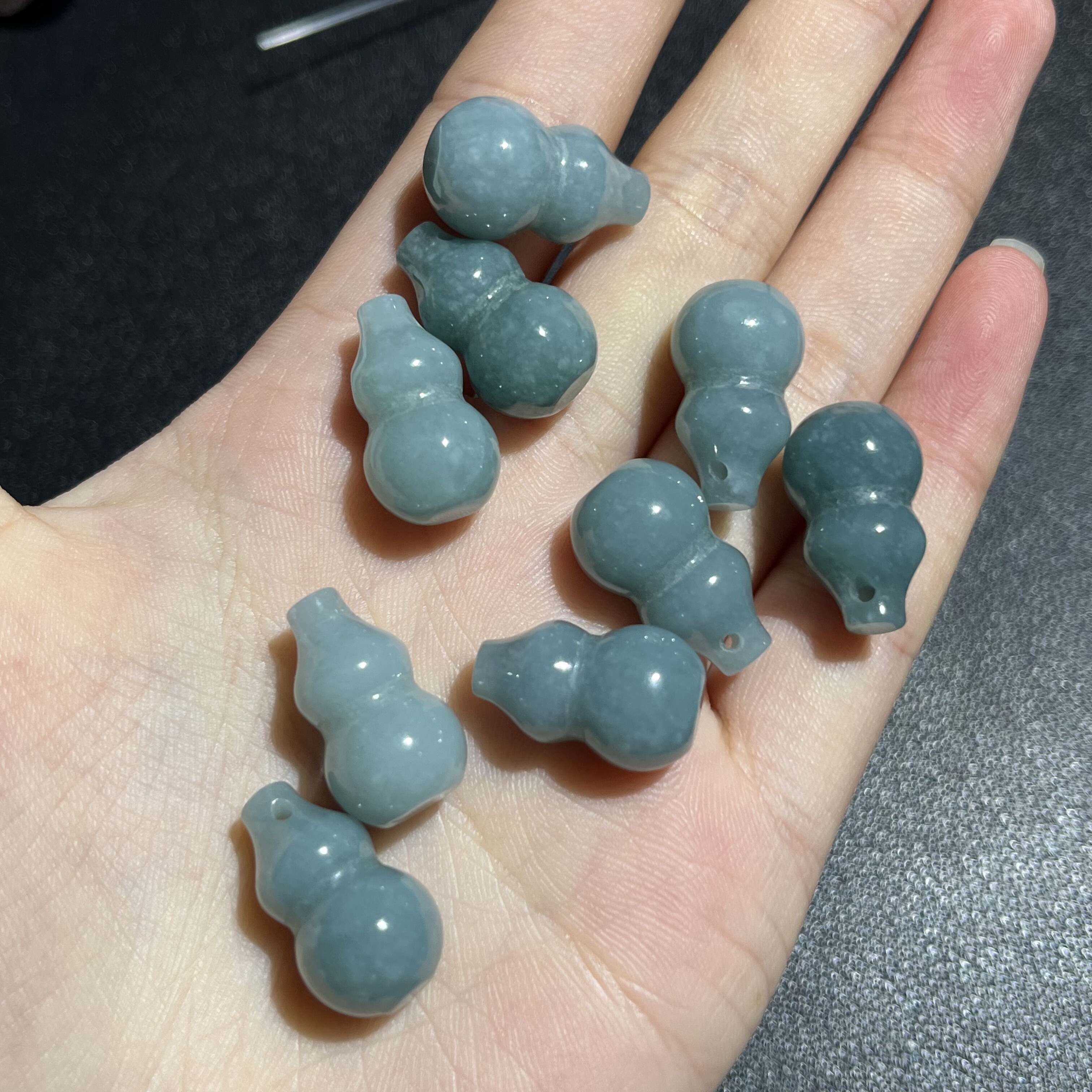 天然石蓝水翡翠葫芦约12*18mm单颗吊坠配件饰品项链手链包挂