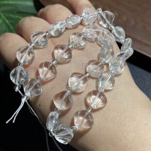 纯天然贝壳白水晶13*12mm雕刻款散珠半成品Diy项链手链配珠