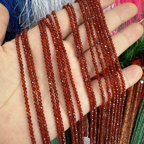 巴西红玛瑙切角圆珠红玛瑙