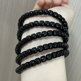 天然精品A级黑玛瑙老型桶珠手串女手链手串约6.6 7mm闺蜜礼物女