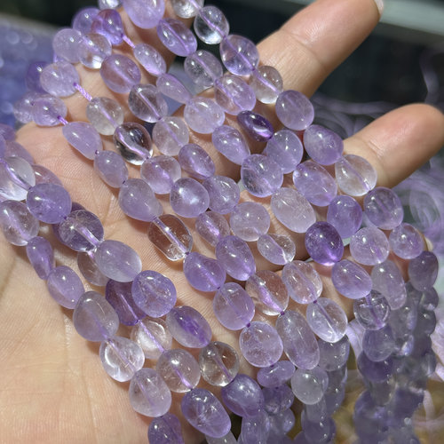 品质可以哦~6-8mm天然薰衣草紫玉随形不规则diy半成品手链项链