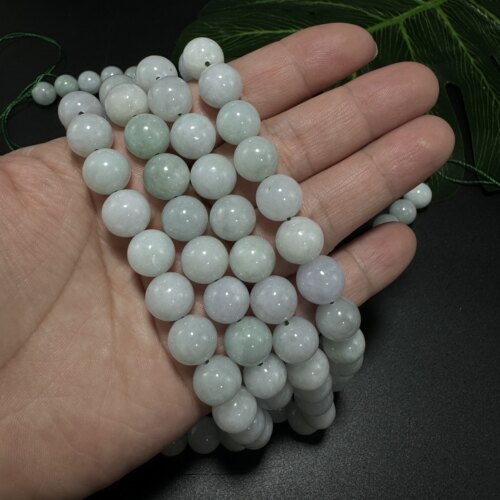 10mm纯天然A级缅甸翡翠玉圆珠半成品散珠DIY手链项链串珠材料
