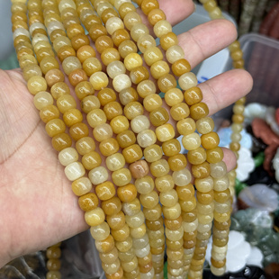 天然石黄玉老型珠7 8mm散珠半成品Diy项链手链饰品配珠串珠材料