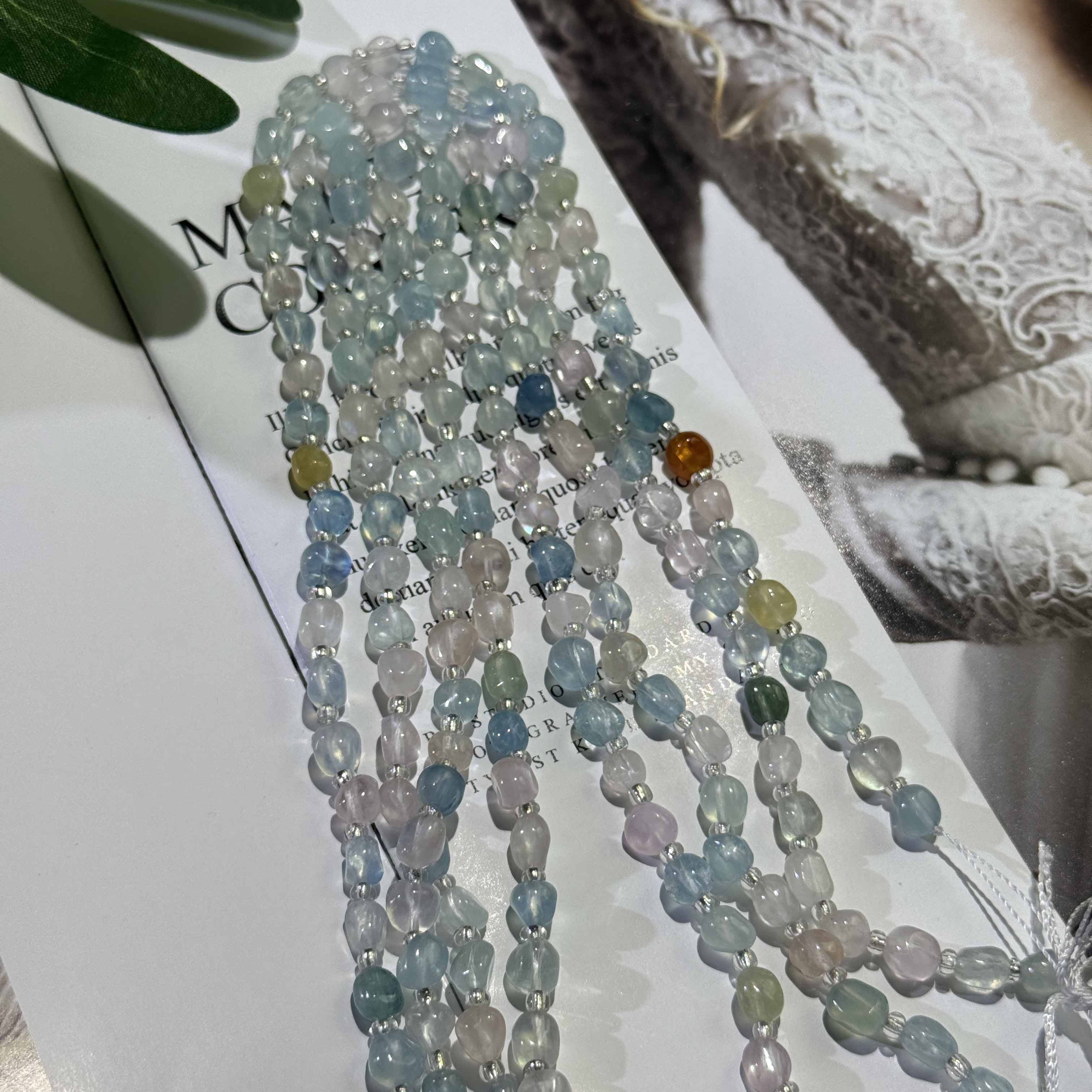 约6.5mm天然石糖豆款随型摩根石散珠半成品DIY项链手链配珠