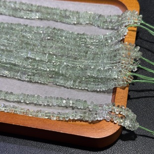 货头 5mm半成品43cmDIY项链手链配珠 高品天然石绿水晶方片4