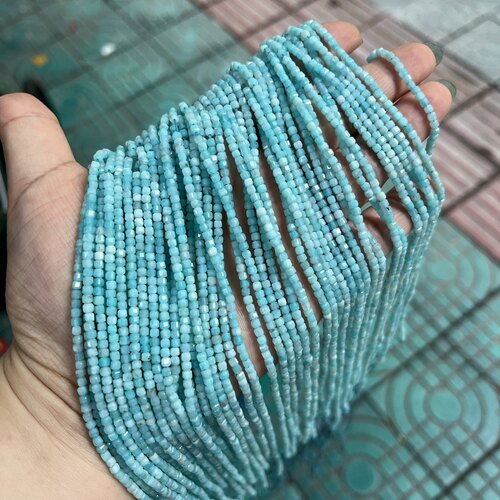 天然2.5mm天河石方糖散珠配珠锁骨链手链Diy手工串珠amazonite