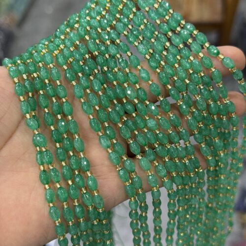 4*6mm切面米珠天然石优化米珠半成品38cm长Diy项链手链配珠47颗