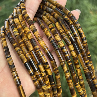 16mm猫眼散珠半成品Diy项链手链配珠 天然黄虎眼石圆管6 这批 赞