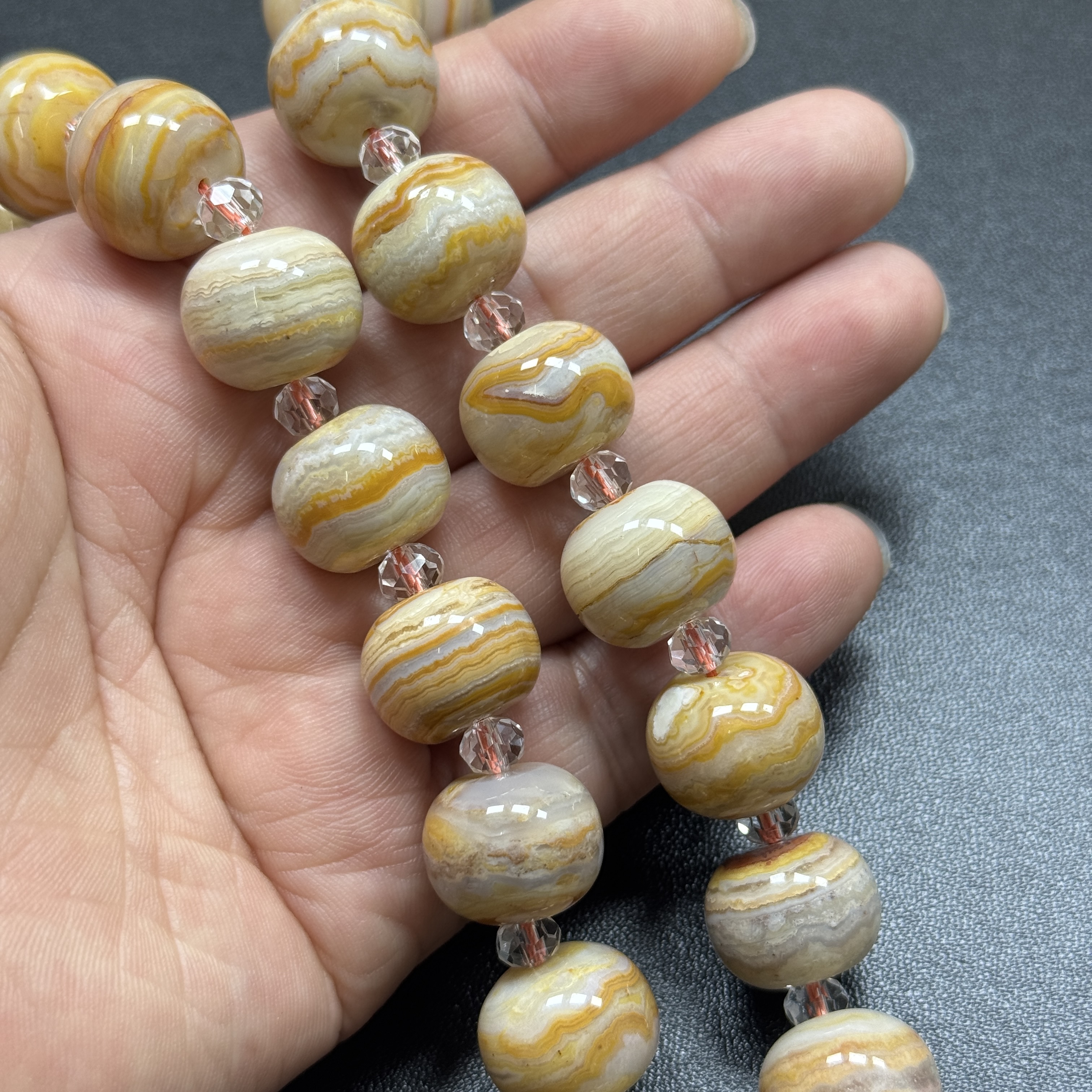 约16*12.5mm天然黄波斯玛瑙算盘珠散珠半成品DIY项链手链配珠