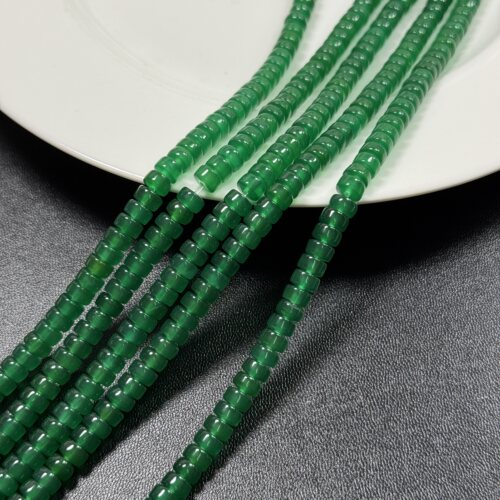 AA-天然石绿玛瑙直切6*3mm散珠半成品Diy项链手链配珠饰品串珠