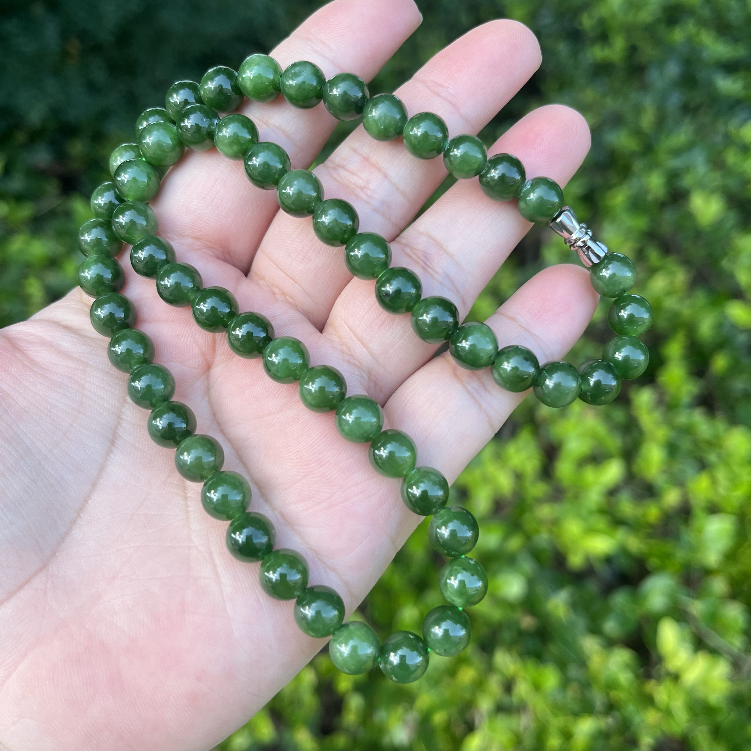 8mm猫眼碧玉项链约56颗支持鉴定