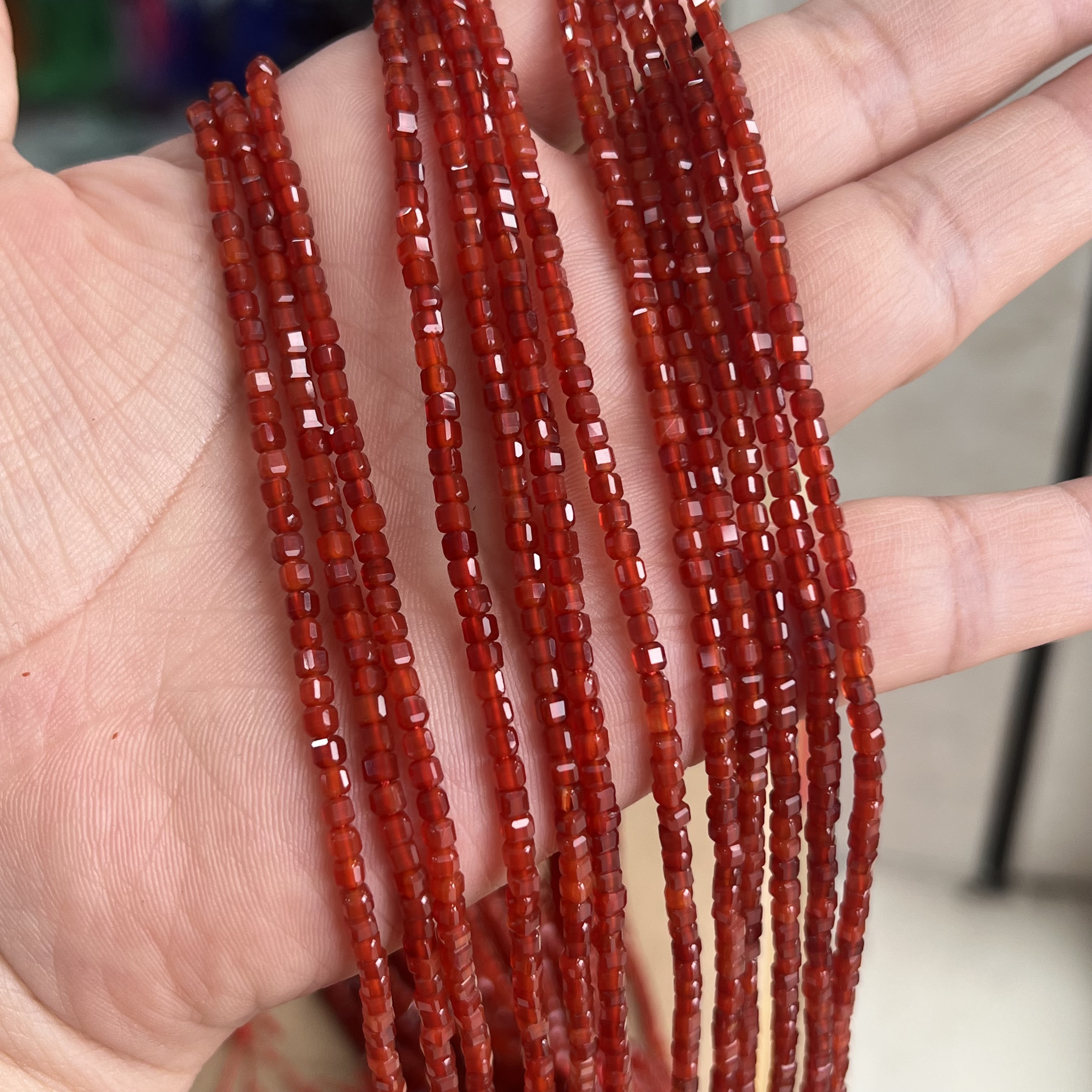 红色小玛瑙方块DIY手工串珠饰品
