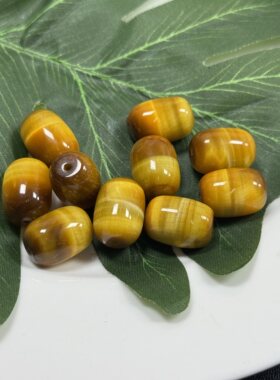 高品质2颗装猫眼天然金虎桶珠13*18mm散珠半成品Diy项链手链配珠