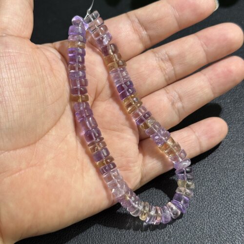 高级感~进口货8mm纯天然紫黄晶水晶光面隔片车轮款散珠半成品