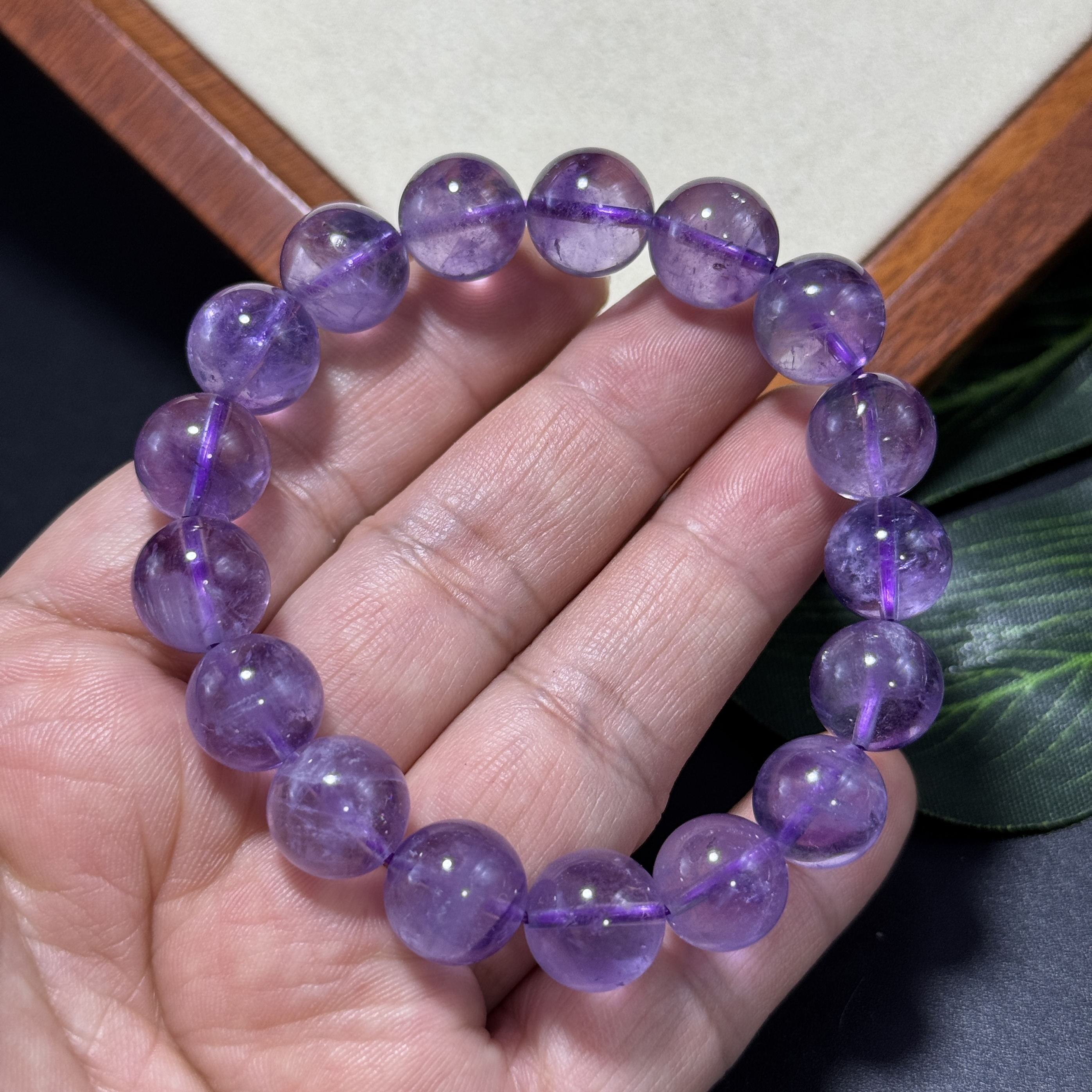 11mm纯天然无优化薰衣草紫玉晶圆珠手串礼物闺蜜女手链水晶饰品配