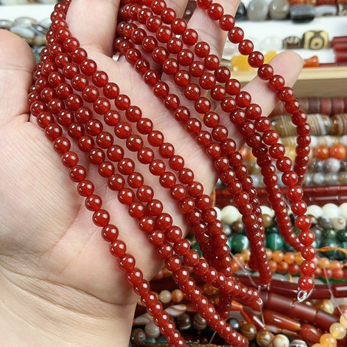 红色玛瑙圆珠油润光滑圆珠散珠