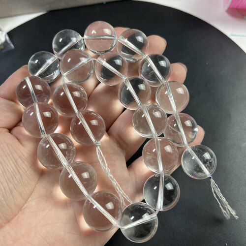 16mm纯天然白水晶圆珠散珠半成品一条22颗手持手链配珠支持鉴定