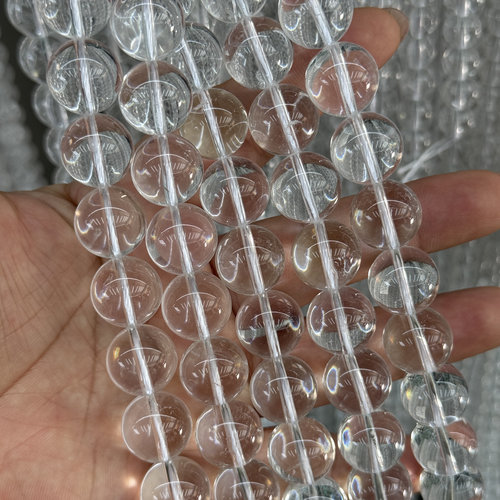 14mm天然A级白水晶圆珠散珠手链珠子DIY转运珠子多宝手串配珠男女