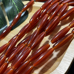 巴西油润8*30mm红玛瑙勒子小天珠散珠配珠隔珠饰品配件Diy手工