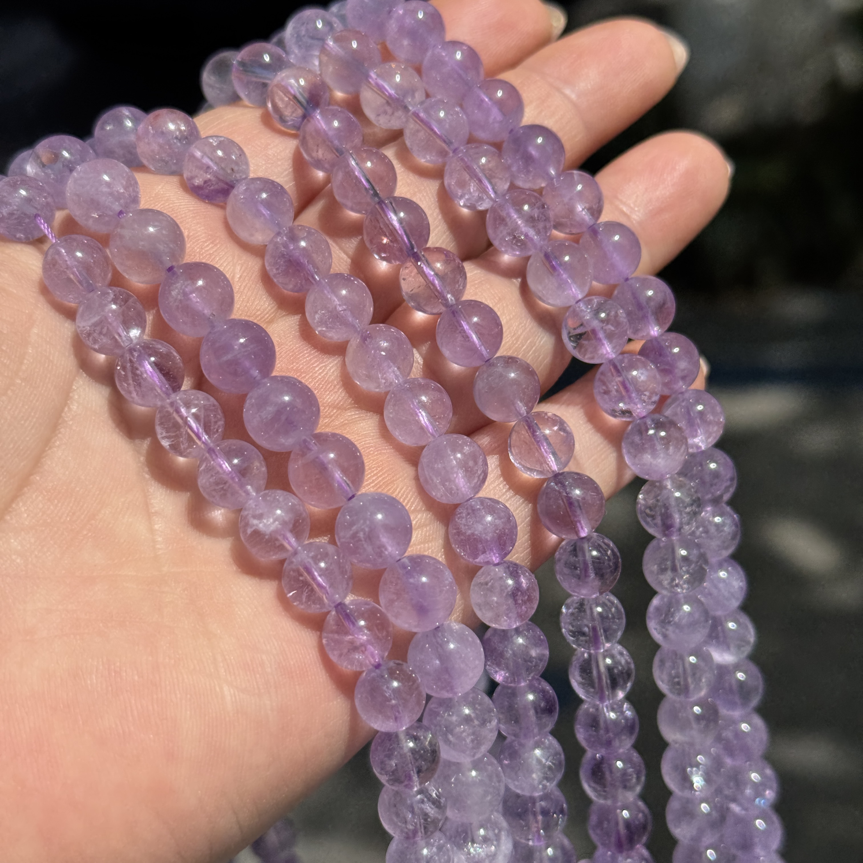 很美~很梦幻8mm天然薰衣草紫玉圆珠散珠半成品DIY项链手链配珠