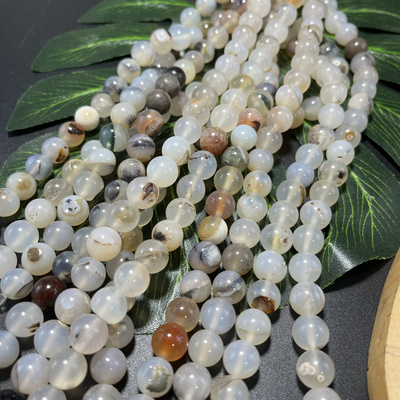 10mm天然海洋玉玛瑙草花玛瑙圆珠散珠半成品配珠隔珠