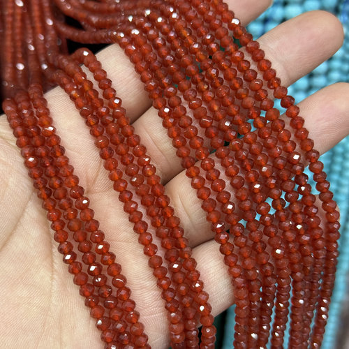 3*4mm算盘红玛瑙天然石A级货散珠半成品Diy项链手链配珠隔珠