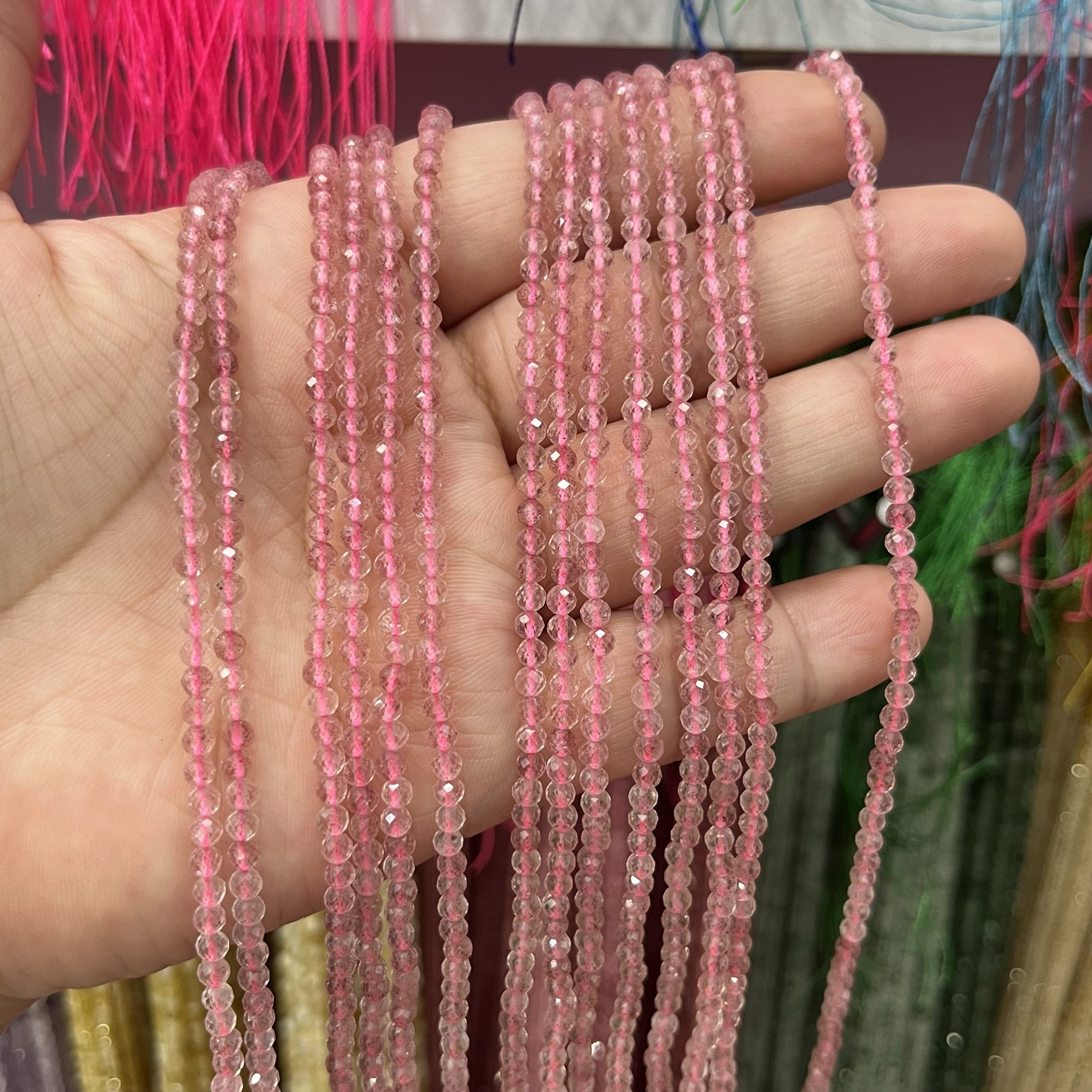 3mm天然刻面草莓晶切面圆珠散珠半成品diy项链手链配珠手工串珠,饰品/流行首饰/时尚饰品新,奇石,淘宝优惠券,粉丝福利购,淘宝优惠卷