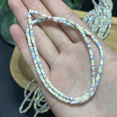 马卡龙彩虹石2.3Mm粉色系优化天然石手链项链半成品散珠38厘米长