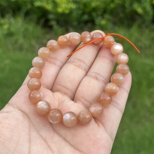 9mm天然猫眼粉金太阳石单圈手链礼物女串珠饰品好品质天然石