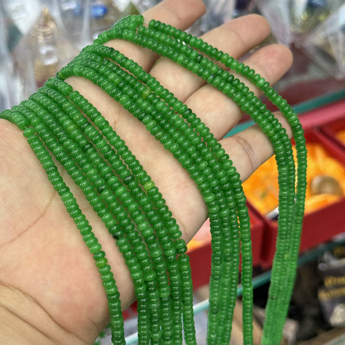 优化加色石英岩绿色天然石4*2mm算盘隔片半成品DIY项链手链配珠