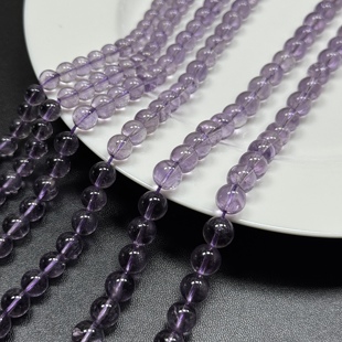 11mm天然巴西冰紫水晶圆珠散珠半成品DIY项链手链配珠