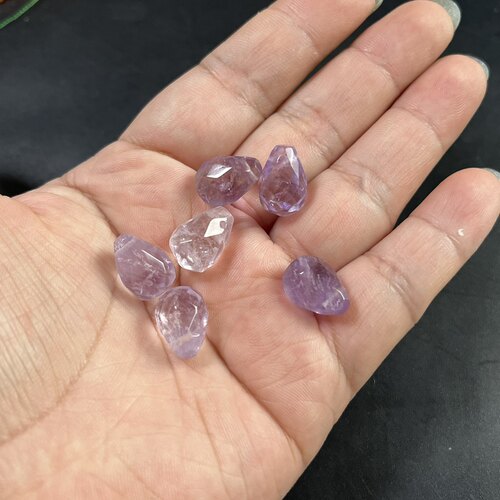 紫水晶吊坠孔水滴切面水晶