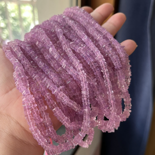 富贵千金纯天然浅色紫丁香约5mm紫玉水晶方片半成品DIY项链手链