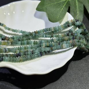 5mm绿色老琉璃合浦飞碟散珠半成品45厘米西瓜文化配饰DIY项链手链