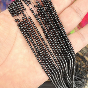 3mm黑玛瑙圆珠散珠配珠一条38厘米长DIY手工串珠饰品隔珠项链